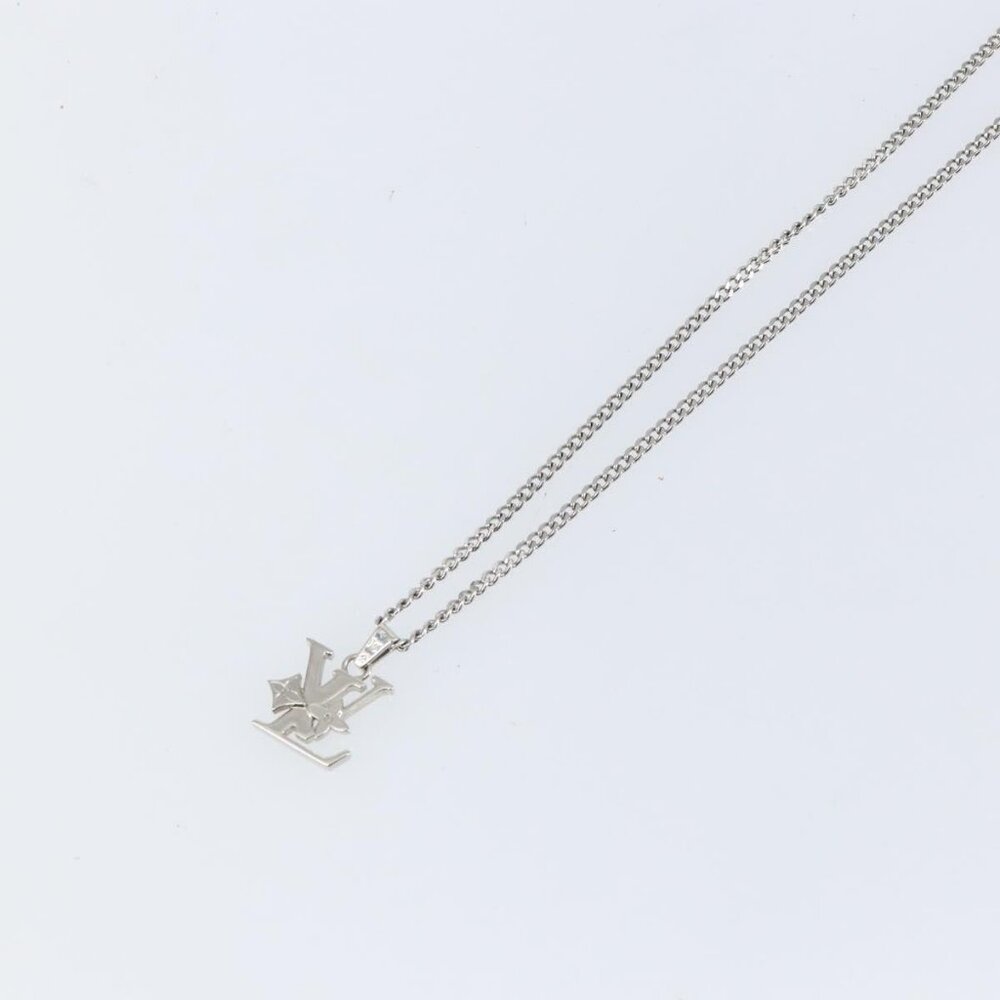 LOUIS VUITTON Monogram Row Necklace metal Silver M02254 LV Auth 143366 - Picture 9 of 16